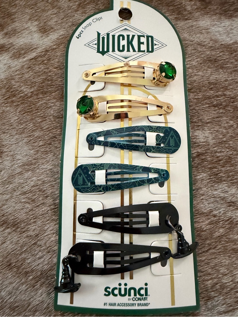 Wicked x Scünci Mixed Metal & Green Snap Clips - Set of 6